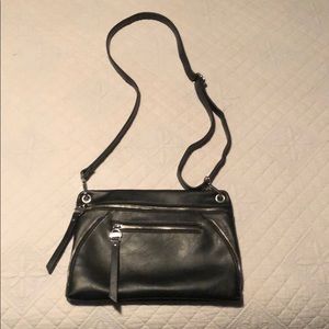 Nicole Miller black crossbody w/ zipper details